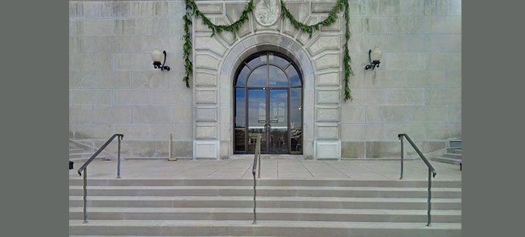 west entrance door after renovation