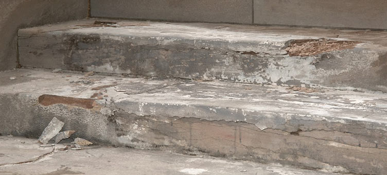 deterioration or west entrance stairway